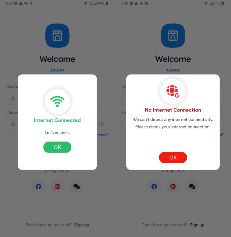 Intenet connection notification